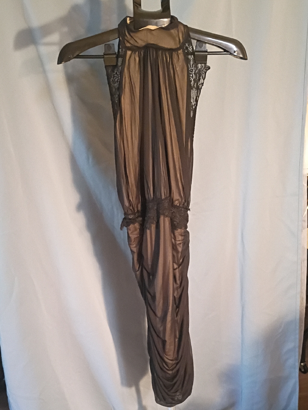 VENUS Black Lace-Trim Sheer Top